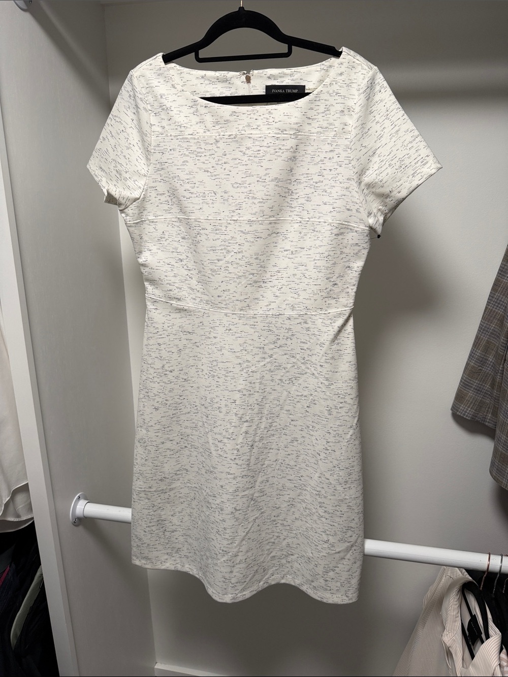 Ivanka Trump White Mini Dress with Subtle Gray Speckle
